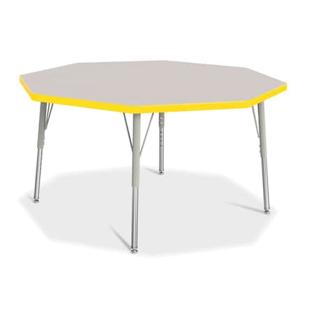Jonti-Craft Berries Octagon Activity Table, 48 in. x 48 in., E-height, Freckled Gray/Yellow/Gray 6428JCE007